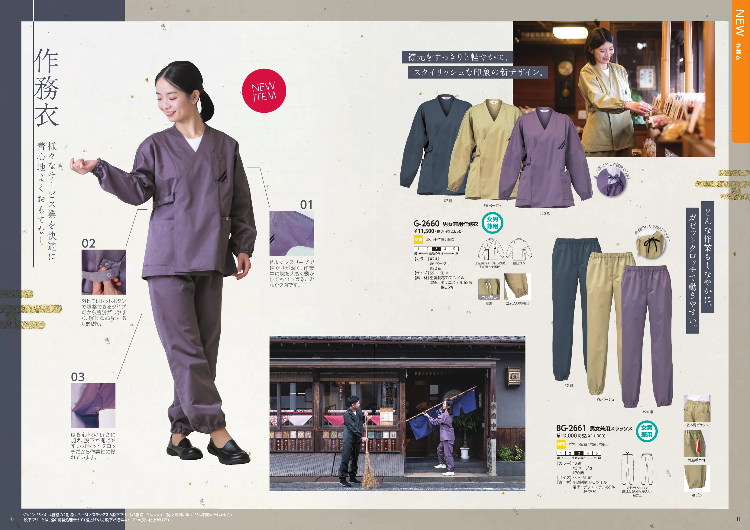 作務衣特集の見開き誌面